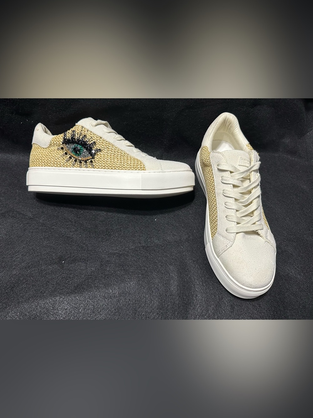 Kurt Geiger London Laney Eye Raffia-Style Sneaker Size: 10W